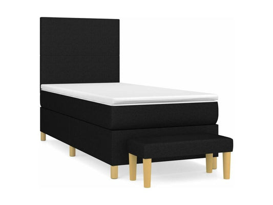 Sommier à Vertchez de lit avec matelas Noir 90x190 Tissu