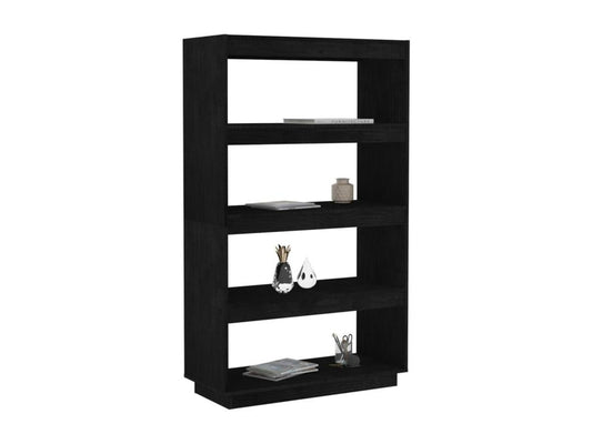 Bibliothèque/Séparateur de pièce Noir 80x35x135 cm Pin massif