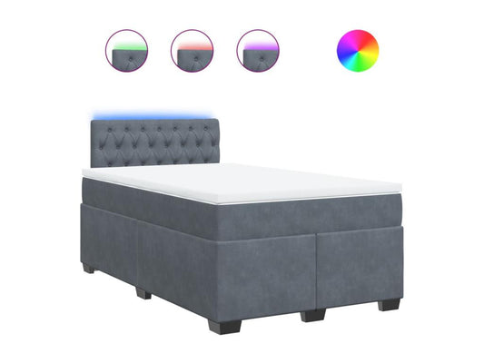 Sommier à Vertchez de lit et matelas gris foncé 120x190cm velours