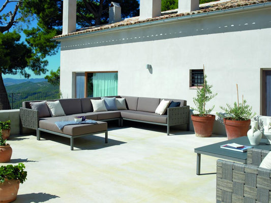 Canapé bras droit aluminium Vertchez coussins couleur marron