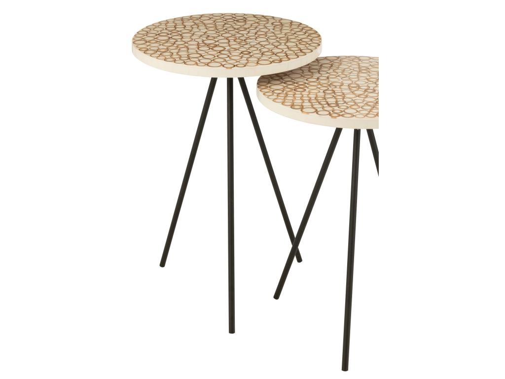 Lot de 2 Tables Gigognes Cercles 58cm Crème