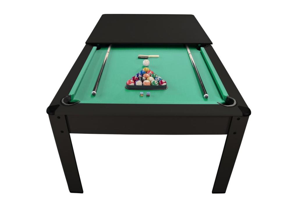 Billard Américain Vertchez 7Ft - 226.5x126.5x80 cm avec accessoires et plateau dînatoire - Couleur Noir