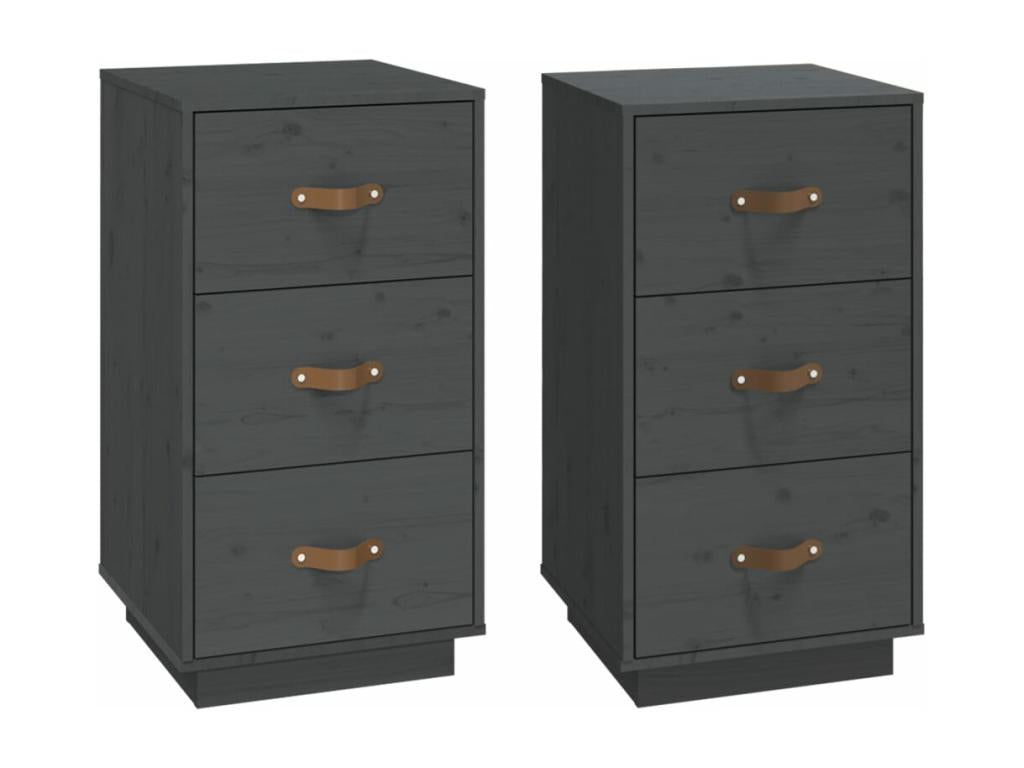 Tables de chevet 2 pièces Gris 40x40x75 cm Bois de pin massif