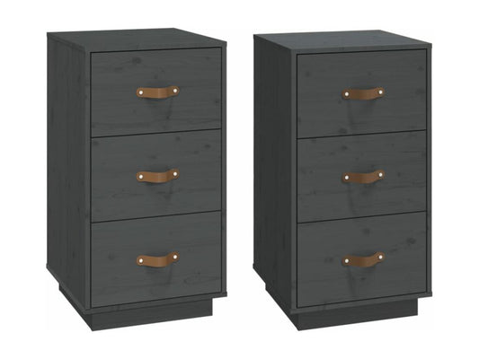 Tables de chevet 2 pièces Gris 40x40x75 cm Bois de pin massif