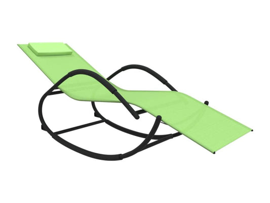 Chaise longue à bascule vert acier et textilène