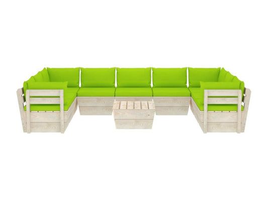 Salon de jardin palette 10 pcs avec coussins Épicéa imprégné 16