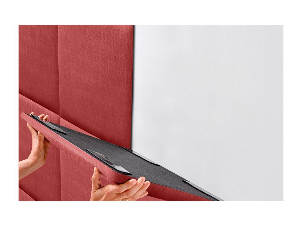 Vertchez Tête de lit capitonnée en lin naturel composée de panneaux autocollants interchangeables pour chambre de luxe rembourrée rouge 140 cm