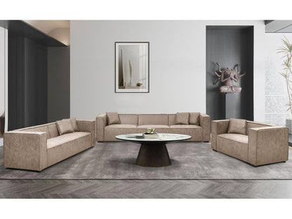 Macao 3-seater straight sofa in vintage beige faux leather fabric