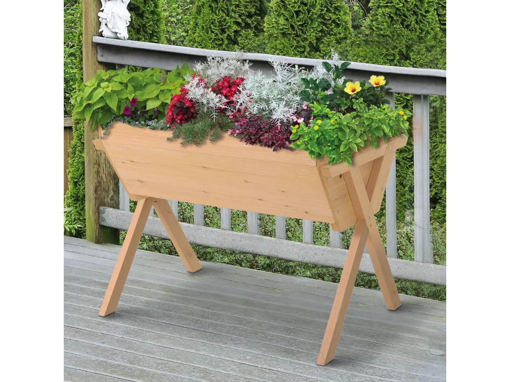 Jardinière sur pieds potager dim- 100L x 70l x 80H cm insert d'irrigation feutre de drainage inclus bois massif sapin