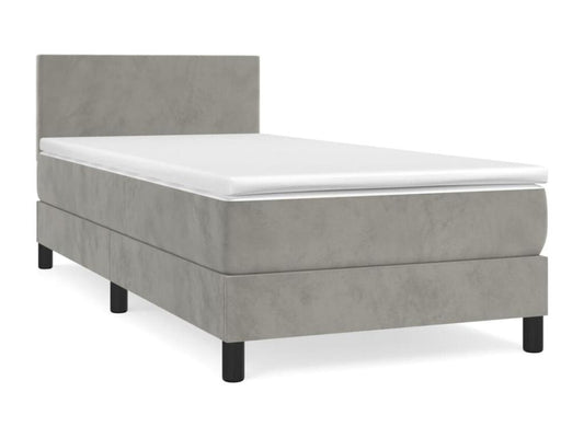Lit à sommier tapissier et matelas Gris clair 80x200 cm Velours