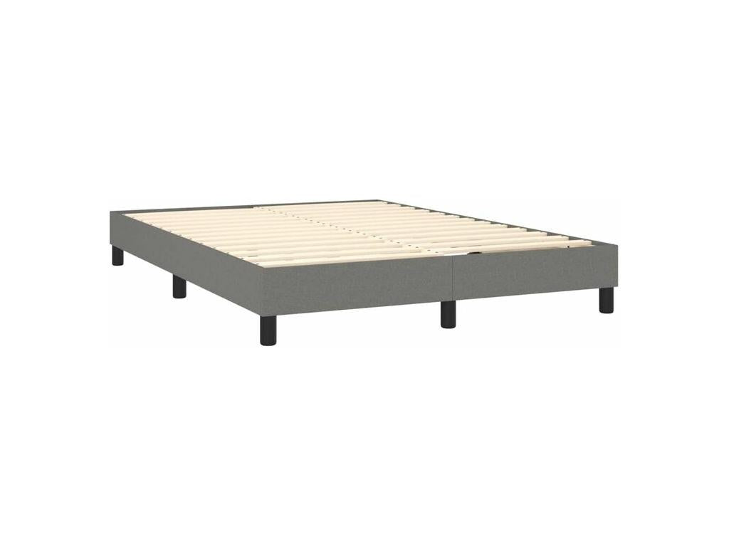 Sommier à Vertchez de lit avec matelas Gris foncé 140x190 Tissu