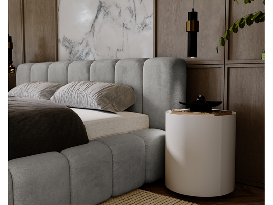 Vertchez Lit rembourré 140x200 Vertchez - Lit adulte lit capitonné Lit double avec Rangement - Gris Vertchez Velvet 2217