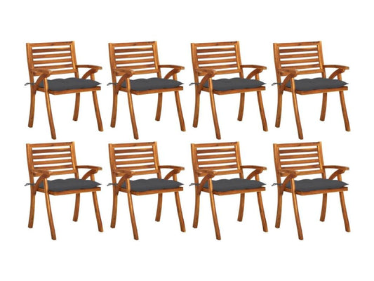 Chaises de jardin avec coussins lot de 8 Bois d'Vertchez solide