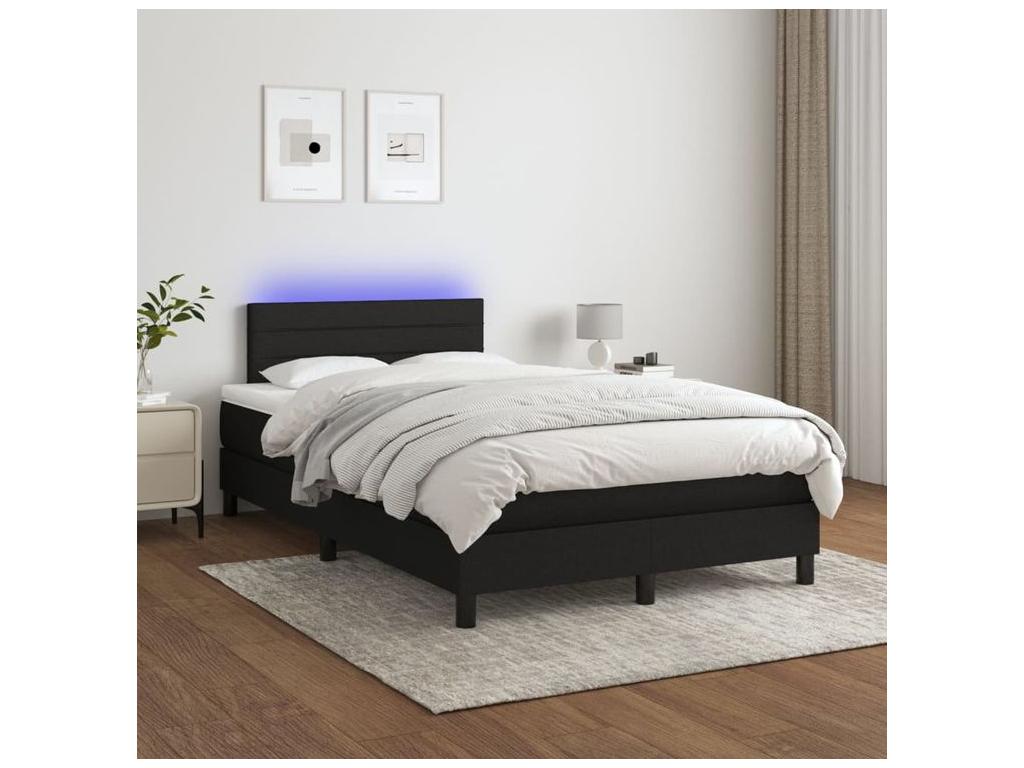 Sommier à Vertchez de lit avec matelas LED Noir 120x200 Tissu
