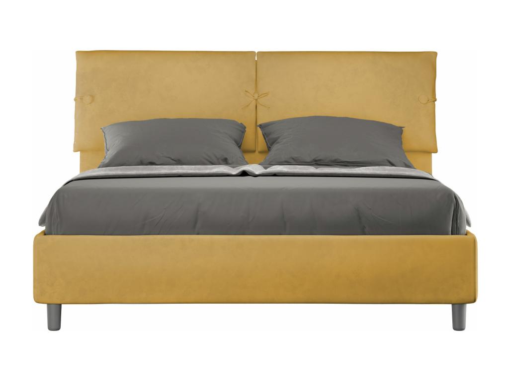 Lit avec sommier rembourré 160x190 microfibre ocre Vertchez