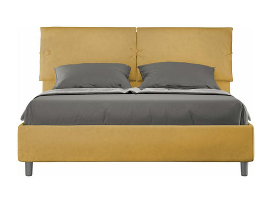 Lit avec sommier rembourré 160x190 microfibre ocre Vertchez