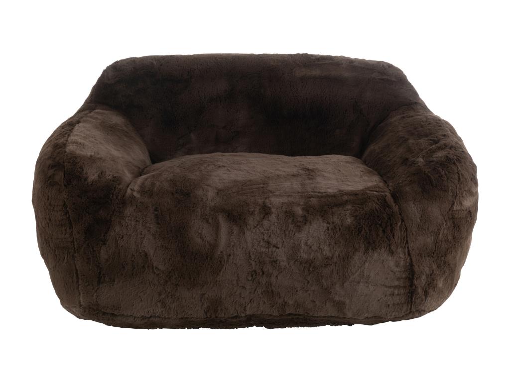 Banquette design Vertchez 152cm - Luxe et douceur avec effet peluche-Couleur Marron Foncé