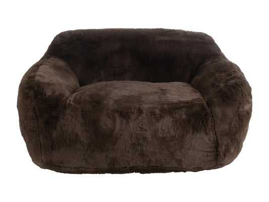 Banquette design Vertchez 152cm - Luxe et douceur avec effet peluche-Couleur Marron Foncé