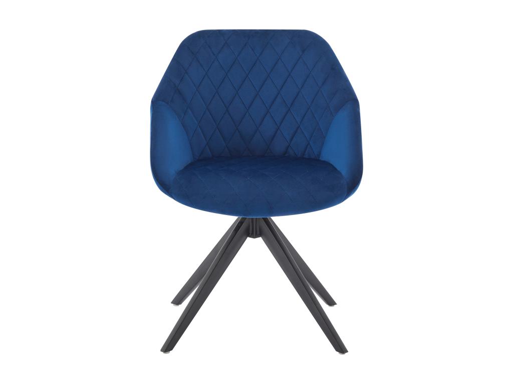 Chaise pivotante en velours et métal noir - Bleu roi - PRICILE