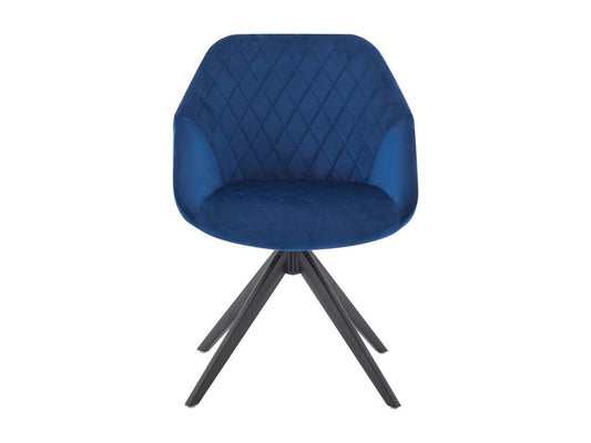 Chaise pivotante en velours et métal noir - Bleu roi - PRICILE