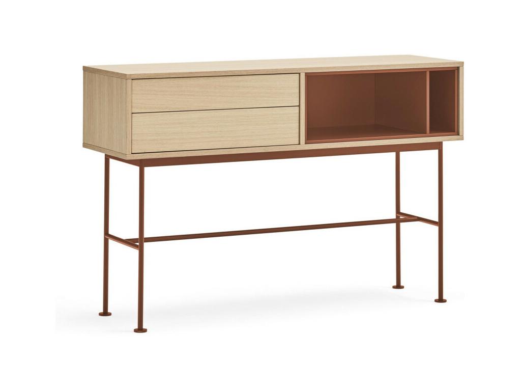 Vertchez - Console 2 tiroirs en bois L120cm Couleur - Rouge brique