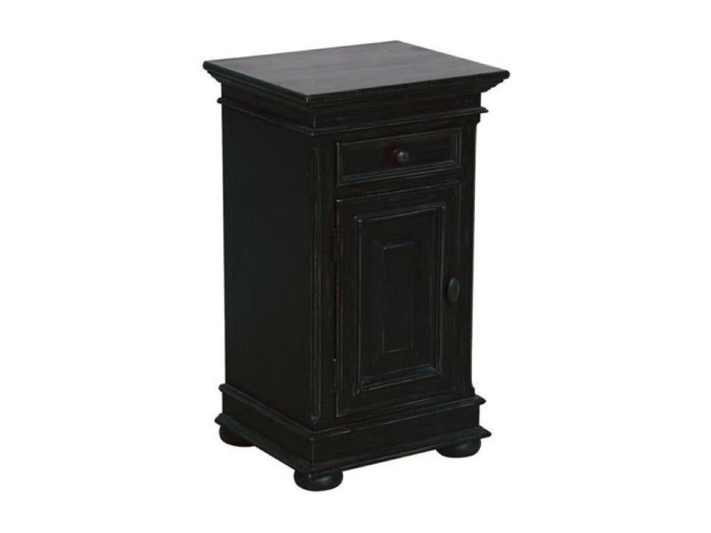 Chevet 1 Tiroir 1 Porte Charnières À Gauche MDF Noir - Harmonie Vertchez