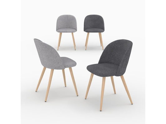 Pack 4 chaises en tissu gris foncé et gris clair - Vertchez