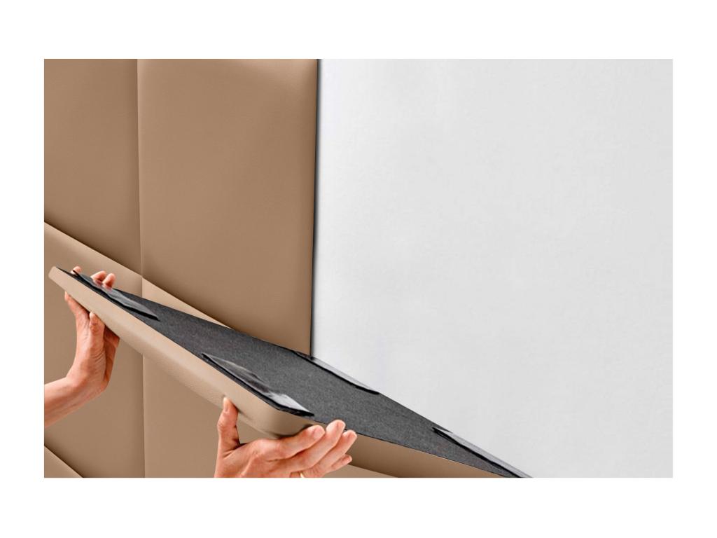 Vertchez Tête de lit capitonnée en similicuir de qualité Vertchezérieure composée de panneaux autocollants interchangeables marron clair 105 cm