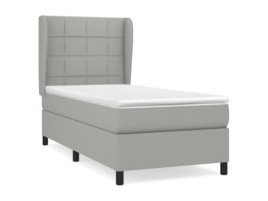 Sommier à Vertchez de lit avec matelas Gris clair 80x200 cm Tissu