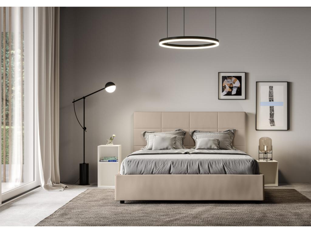 Lit avec sommier rembourrée 160x190 similicuir Vertchez