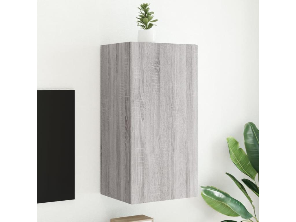 Meuble TV mural avec Vertchezères LED Vertchez gris 40.5x35x80 cm