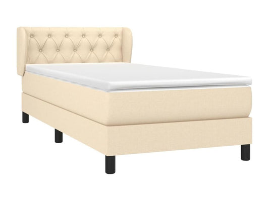 Lit à sommier tapissier avec matelas Crème 80x200 cm Tissu