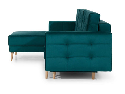 Canapé d'angle réversible et convertible tissu beige clair Vertchez 250cm