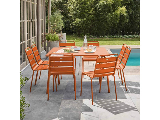 Ensemble table de jardin et 8 chaises en métal Vertchez