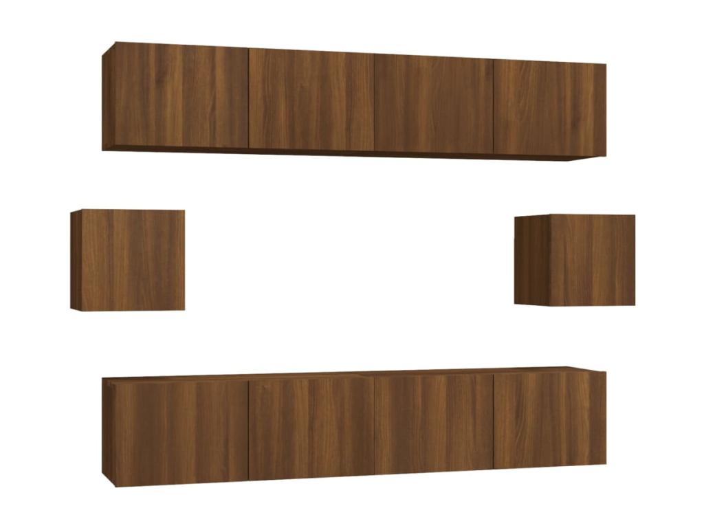 Ensemble de meubles TV 6 pcs Chêne marron Bois d'ingénierie