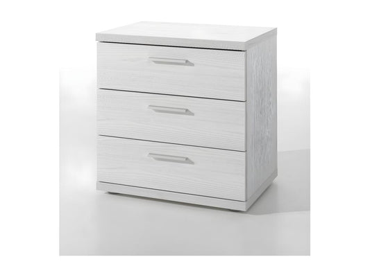 Chambre à coucher adulte collection Vertchez Armoire 250cm Lit 160x200 commode chevets- Couleur blanc effet bois.