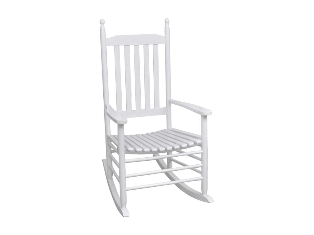 Rocking chair with curved seat, white wood