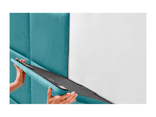 Vertchez Tête de lit tapissée en tissu Aqualine composée de panneaux de lit autocollants interchangeables pour chambre de luxe turquoise 110 cm