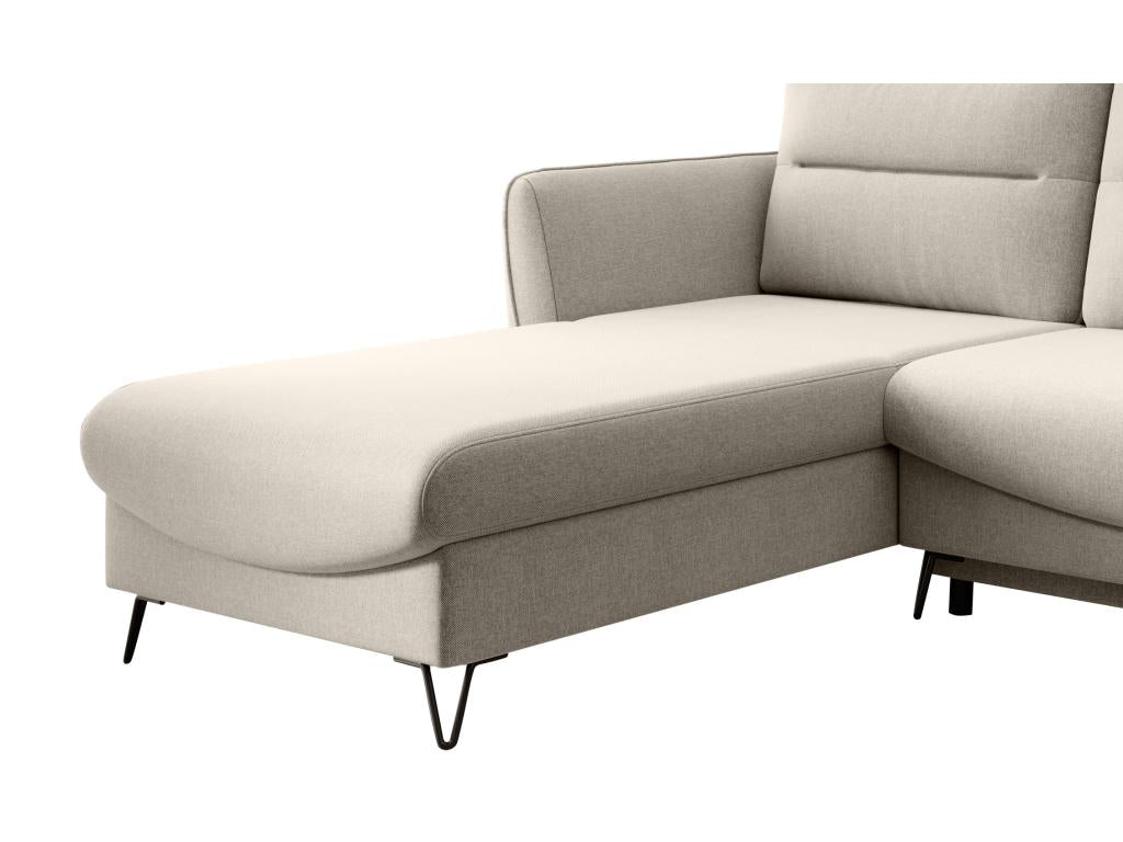 Canapé d'angle gauche convertible tissu crème Vertchez 276cm