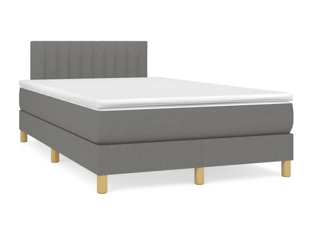 Sommier à Vertchez de lit avec matelas gris foncé 120x190 tissu