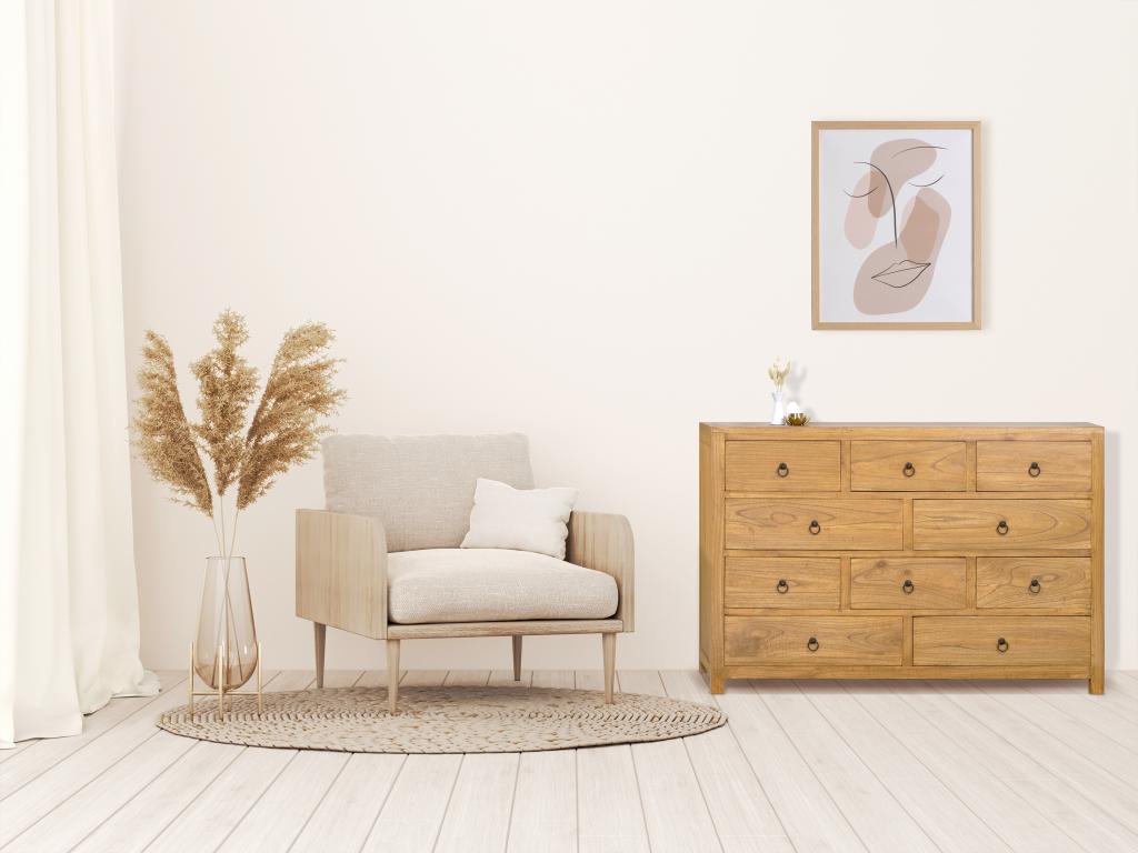 Commode 10 tiroirs - Bois de Vertchez - Naturel - Vertchez
