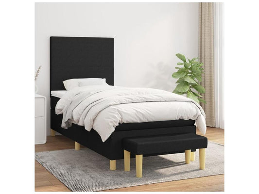 Sommier à Vertchez de lit avec matelas Noir 90x190 Tissu
