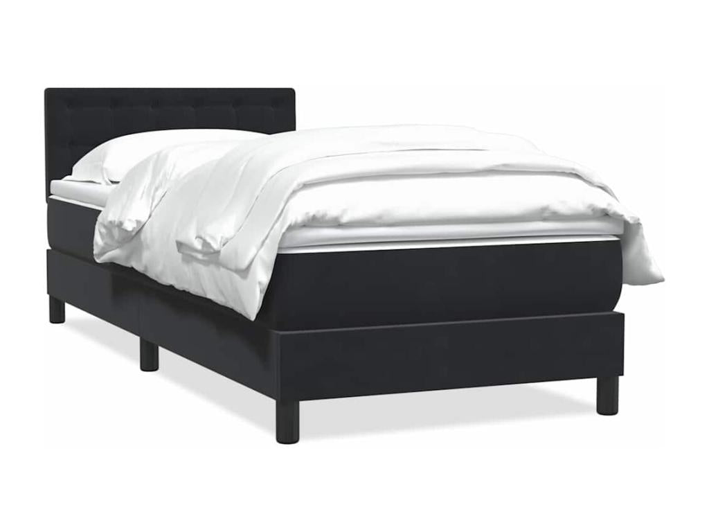 Sommier à Vertchez de lit avec matelas noir 80x210 cm velours