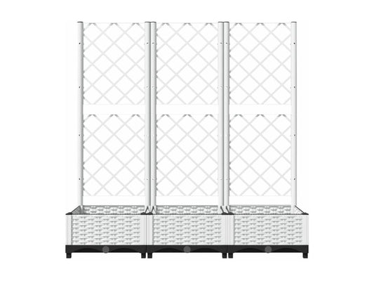 Jardinière avec treillis Blanc 120x40x121.5 PP
