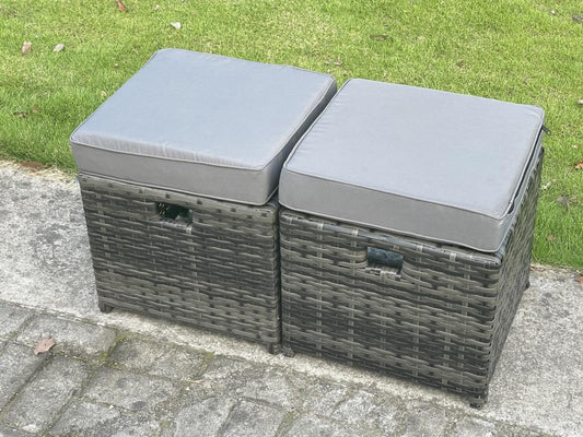 10 places Mobilier À Dîner De Jardin en rotin ave Canapé Chaises Table de foyer à gaz Tabourets MéVertchez gris foncé