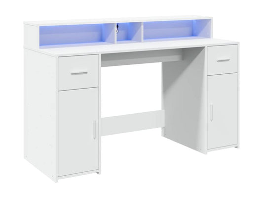Bureau table poste de bois blanche 140x55x91 cm 02 0023406