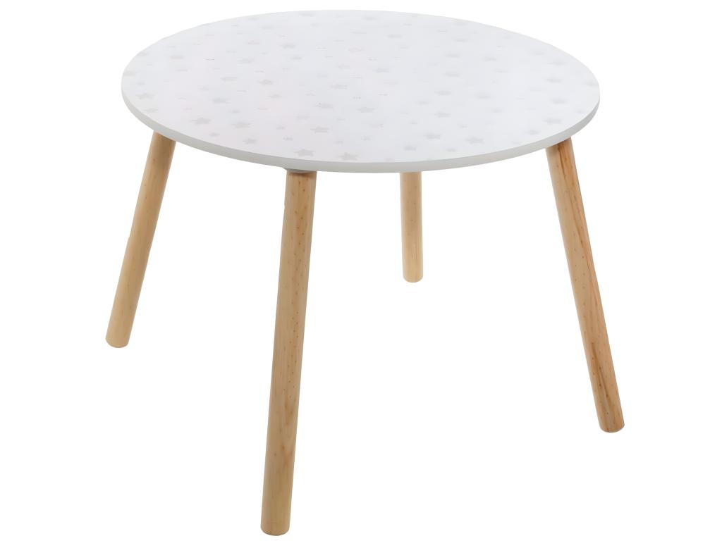 Table enfant coloris blanc motif étoiles - Diamètre 60 x Hauteur 43.5 cm