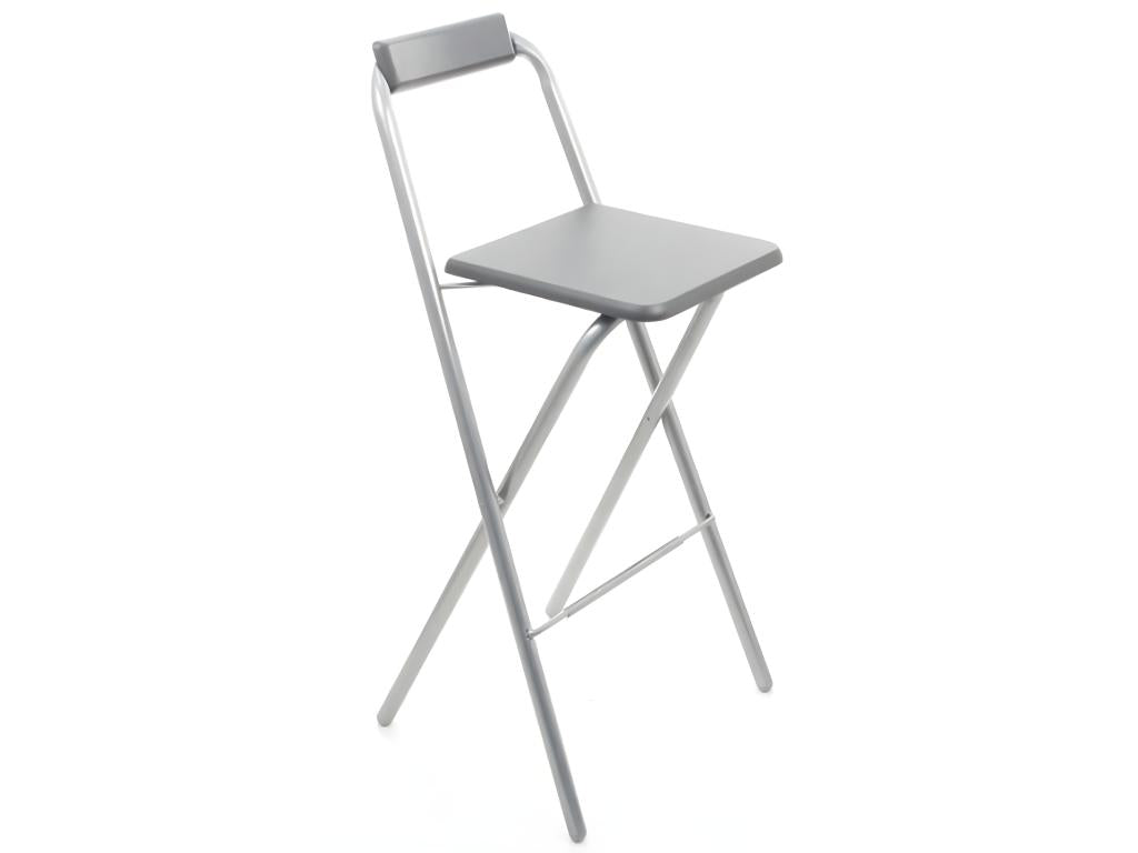 Lot de 4 chaises de bar Vertchez Gris structure en métal Assise en panneaux de fibres de bois