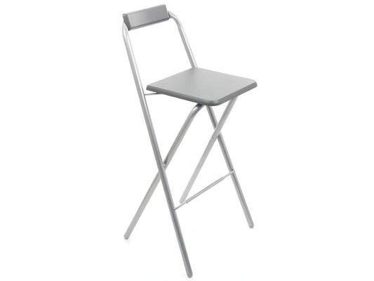 Lot de 4 chaises de bar Vertchez Gris structure en métal Assise en panneaux de fibres de bois
