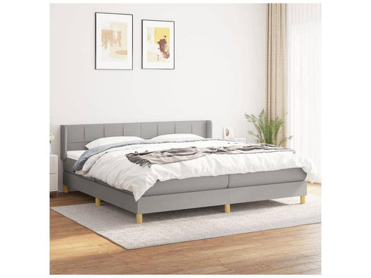 Sommier à Vertchez de lit avec matelas Gris clair 200x200 Tissu